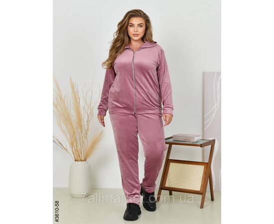 Спортивний костюм жіночий на блискавці велюр батал 54,56,58 (3кв) "NOWEMBER", зображення 2