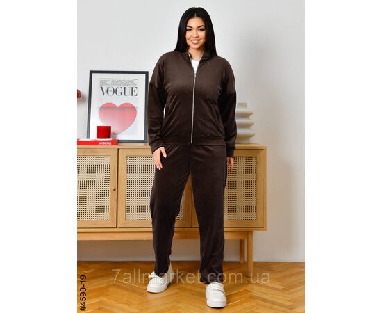 Спортивний костюм жіночий велюр на блискавці напівбатал 48,50,52 (6кв) "NOWEMBER", зображення 2
