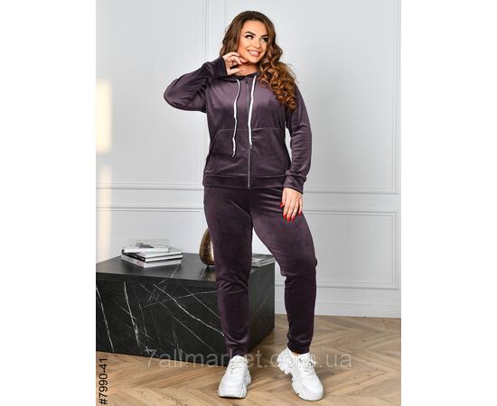 Фотография Спортивный костюм женский на молнии велюр супербатал 54,56.58.60 (10цв) "NOWEMBER", изображение 7