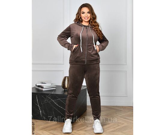 Фотография Спортивный костюм женский на молнии велюр супербатал 54,56.58.60 (10цв) "NOWEMBER", изображение 10