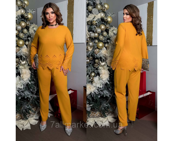 Костюм жіночий креп дайвінг із перфорацією розміри 46-60 "LADA" недорого від прямого постачальника, зображення 2