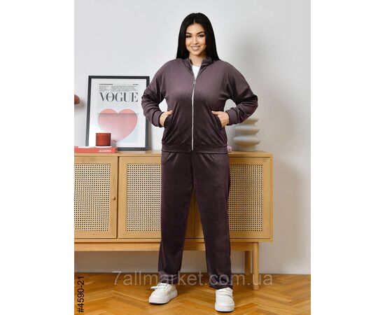 Спортивний костюм жіночий велюр на блискавці напівбатал 48,50,52 (6кв) "NOWEMBER", зображення 6