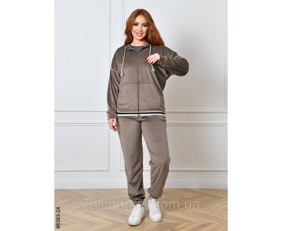 Спортивний костюм жіночий на блискавці велюр напівбатал 48,50,52,54 (6кв) "NOWEMBER", зображення 2