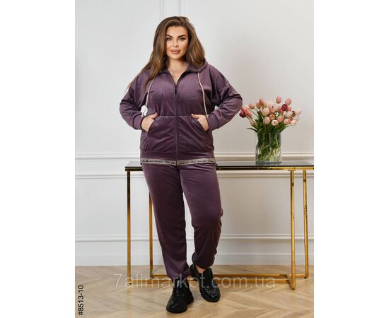 Спортивний костюм жіночий на блискавці велюр батал 56,58,60,62 (5кв) "NOWEMBER", зображення 2