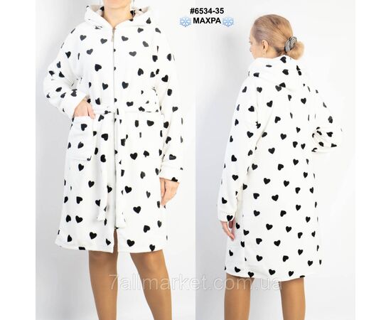 Халат жіночий на блискавці з поясом махра напівбатал 44-46,48-50,52-54 (6кв) "NOWEMBER", зображення 3