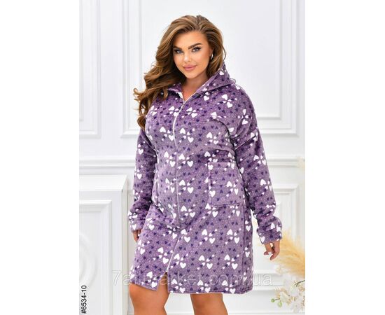 Халат жіночий на блискавці з поясом махра напівбатал 44-46,48-50,52-54 (6кв) "NOWEMBER", зображення 4