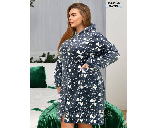 Халат жіночий на блискавці з поясом махра напівбатал 44-46,48-50,52-54 (6кв) "NOWEMBER", зображення 5