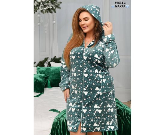 Халат жіночий на блискавці з поясом махра напівбатал 44-46,48-50,52-54 (6кв) "NOWEMBER", зображення 6