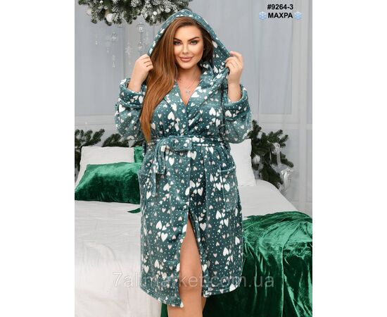 Халат жіночий на запах махра напівбатал 44-46,48-50,52-54 (6кв) "NOWEMBER" недорого від прямого постачальника, зображення 3