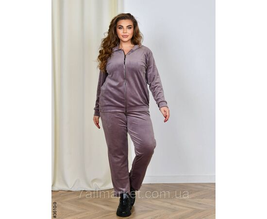 Фотография Спортивный костюм женский на молнии велюр батал 54,56,58 (10цв) "NOWEMBER" недорого от прямого поставщика, изображение 3
