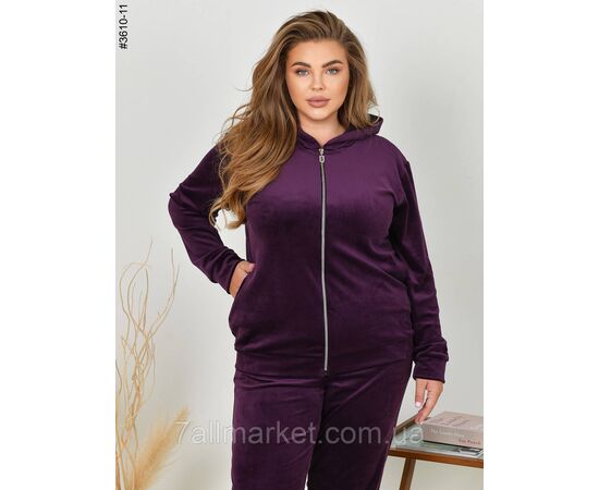 Фотография Спортивный костюм женский на молнии велюр батал 54,56,58 (10цв) "NOWEMBER" недорого от прямого поставщика, изображение 9