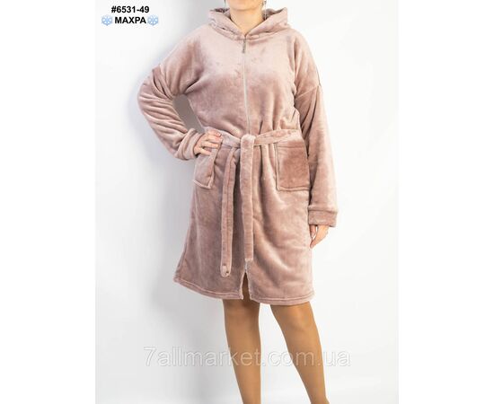 Халат жіночий на блискавці з поясом махра напівбатал 44-46,48-50,52-54 (4кв) "NOWEMBER", зображення 2