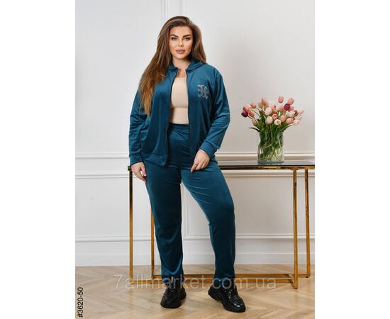 Фотография Спортивный костюм женский на молнии велюр батал 54,56,58 (8цв) "NOWEMBER" недорого от прямого поставщика, изображение 4