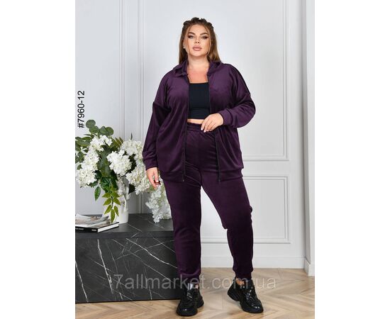 Фотография Спортивный костюм женский на молнии велюр супербатал 54-56,56-58,58-60 (10цв) "NOWEMBER", изображение 8