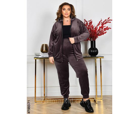 Фотография Спортивный костюм женский на молнии велюр супербатал 54-56,56-58,58-60 (10цв) "NOWEMBER", изображение 10