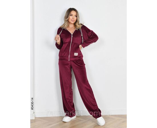 Фотография Спортивный костюм женский на молнии велюр норма 44,46,48 (10цв) "NOWEMBER" недорого от прямого поставщика, изображение 8