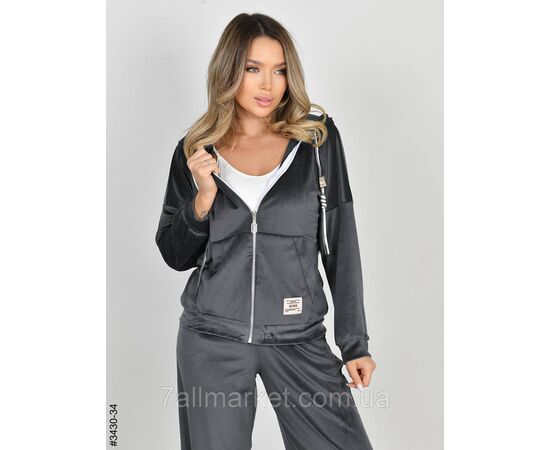 Фотография Спортивный костюм женский на молнии велюр норма 44,46,48 (10цв) "NOWEMBER" недорого от прямого поставщика, изображение 9