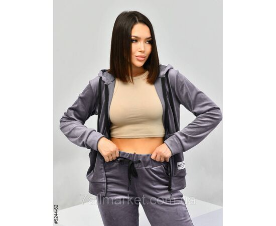 Фотография Спортивный костюм женский на молнии велюр норма 44,46,48,50,52 (10цв) "NOWEMBER", изображение 7