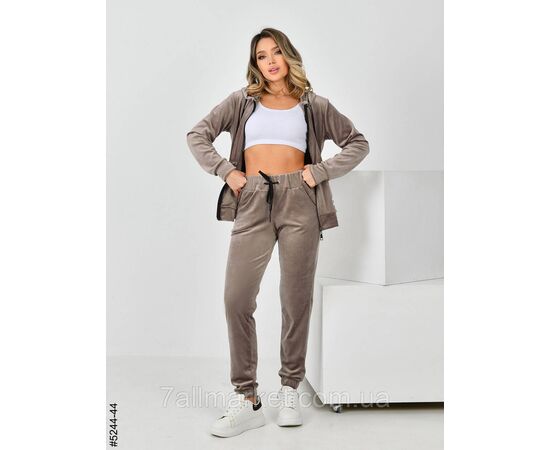 Фотография Спортивный костюм женский на молнии велюр норма 44,46,48,50,52 (10цв) "NOWEMBER", изображение 9