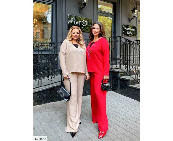 Фотография Костюм женский полубатальный льняной р.50-52;54-56;58-60 (4цв) "VIKA" купить недорого от прямого поставщика, изображение 9