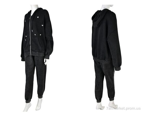 Фотография Спортивный костюм женский Весна/осень 4245-J047 black (3 шт. р.сетка S-L) "Мир" недорого оптом от прямого поставщика, изображение 3