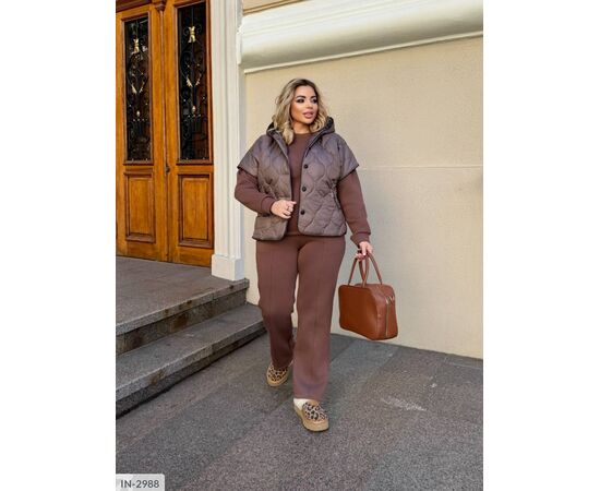 Фотография Женский костюм кофта с брюками на резнике большие размеры р.46-48;50-52;54-56;58-60 (4цв) "VLADA" купить недорого от прямого поставщика, изображение 12