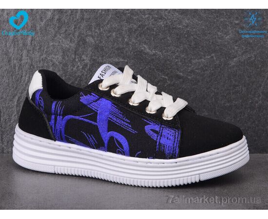 Кеди дитячі легкі Весна/осінь 668 ч-фіол світловідбивний (6 пар р.33-38) "Comfort-baby" недорого оптом від прямого постачальника, зображення 2