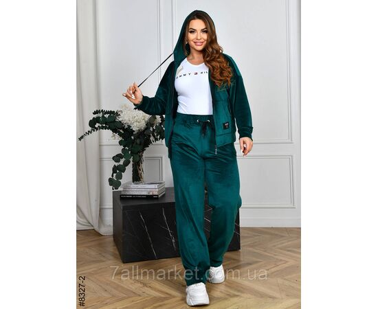 Фотография Спортивний костюм жіночий на блискавці велюр напівбатал 48,50,52,54 (10цв) "NOWEMBER", изображение 2