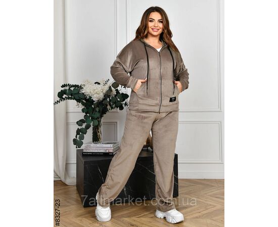 Фотография Спортивний костюм жіночий на блискавці велюр напівбатал 48,50,52,54 (10цв) "NOWEMBER", изображение 4