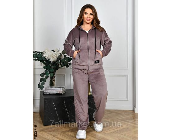 Фотография Спортивний костюм жіночий на блискавці велюр напівбатал 48,50,52,54 (10цв) "NOWEMBER", изображение 6