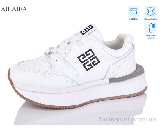 Фотография Кроссовки женские модные Весна/осень 8812 white (8 пар р.36-41) "Ailaifa" недорого оптом от прямого поставщика, изображение 2