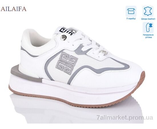 Фотография Кроссовки женские модные Весна/осень 8811 white (8 пар р.36-41) "Ailaifa" недорого оптом от прямого поставщика, изображение 2
