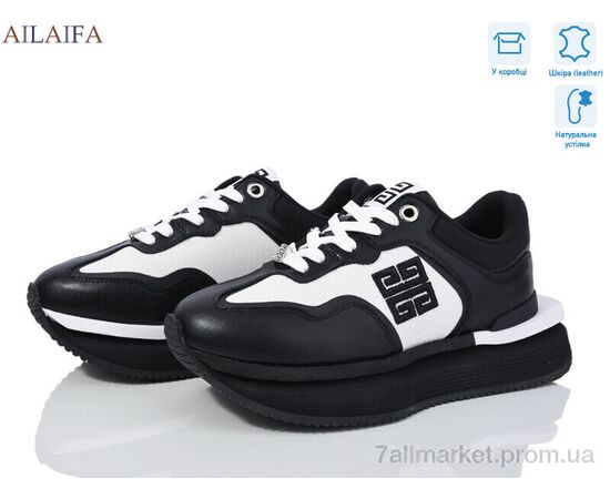 Фотография Кроссовки женские модные Весна/осень 8811 white-black (8 пар р.36-41) "Ailaifa" недорого оптом от прямого поставщика, изображение 2