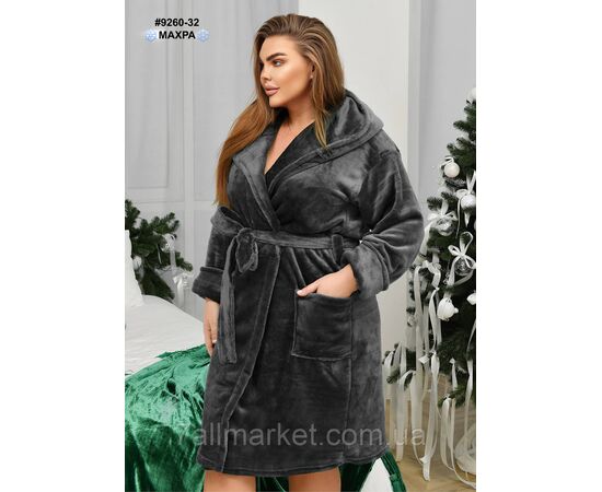 Фотография Халат женский на запах махра полубалтат 44-46,48-50,52-54 (3цв) "NOWEMBER" недорого от прямого поставщика, изображение 2