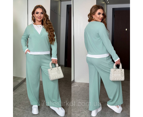 Костюм двійка жіночий рубчик розміри 46-60 "LADA" недорого від прямого постачальника, зображення 2