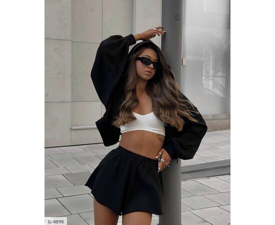 Фотография Костюм женский двойка шорты худи р.S-M;M-L (2цв) "ANNVER" купить недорого от прямого поставщика, изображение 5