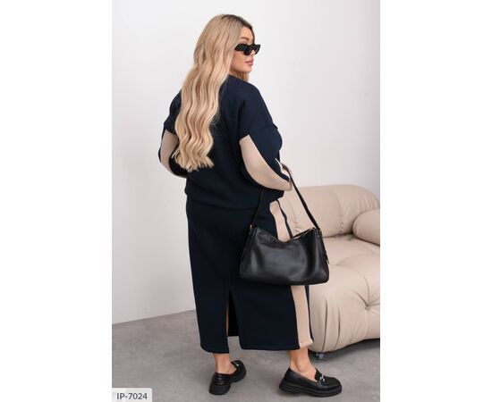 Жіночий теплий спідничний костюм двійка спідниця+кофта батальні розміри р.50-52;54-56;58-60 "LETTI" купити недорого від прямого постачальника, зображення 4