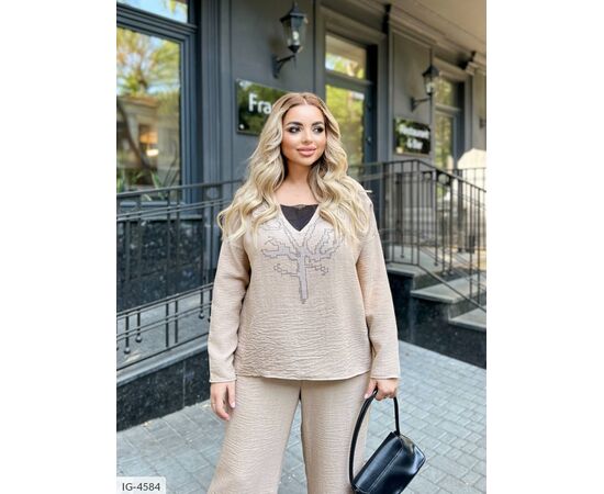 Костюм жіночий напівбатальний лляний р.50-52;54-56;58-60 (4кол.) "VIKA" купити недорого від прямого постачальника, зображення 3