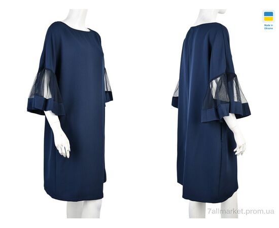 Фотография Платье женское Весна/осень 812 синій (2 шт. р.сетка 40-44) "Vande Grouff" недорого оптом от прямого поставщика, изображение 3
