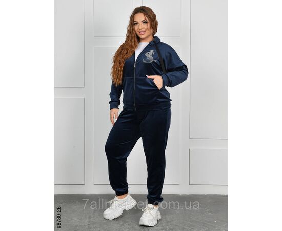 Спортивний костюм жіночий на блискавці велюр батал 54,56,58,60 (6кв) "NOWEMBER", зображення 4