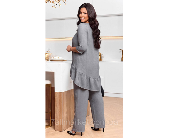 Костюм двійка жіночий льон жатка розміри 46-60 "LADA" недорого від прямого постачальника, зображення 3