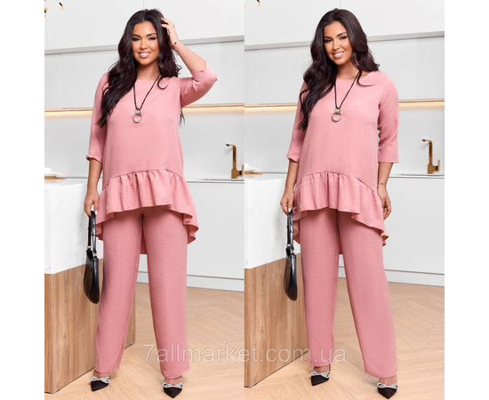 Фотография Костюм двойка женский лен жатка размеры 46-60 "LADA" недорого от прямого поставщик, изображение 2