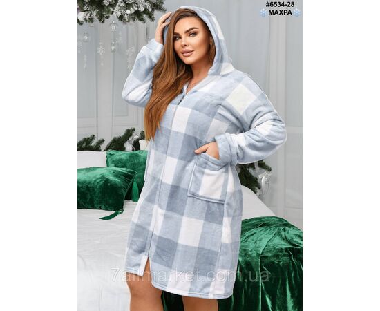 Фотография Халат жіночий на блискавці з поясом махра напівбатал 44-46,48-50,52-54 (3цв) "NOWEMBER", изображение 2