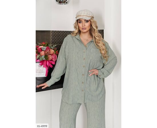 Костюм жіночий двійка штани та сорочка великі розміри р.50-52;54-56;58-60;62-64 (4кол.) "LETTI" купити недорого від прямого постачальника, зображення 5