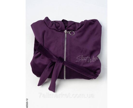 Фотография Халат женский на молнии с поясом велюр батал 52-54,56-58,60-62 (10цв) "NOWEMBER", изображение 5