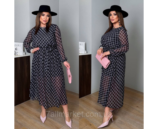 Фотография Платье женское  шифоновое с поясом р-ры 46-60 "LADA" купить недорого от прямого поставщика, изображение 2