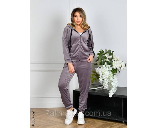 Фотография Спортивный костюм женский на молнии велюр норма 42,44,46 (2цв) "NOWEMBER" недорого от прямого поставщика, изображение 2