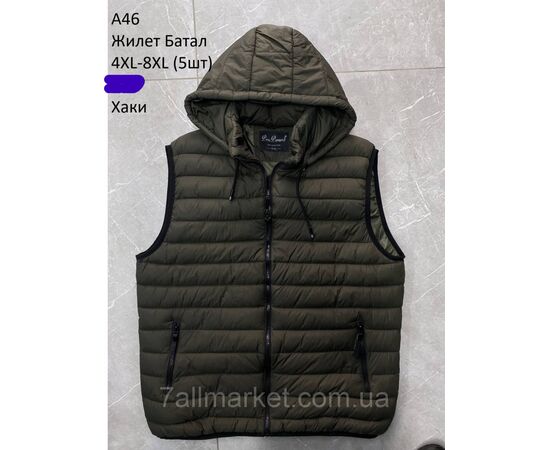 Фотография Жилетка демисезонная мужская с капюшоном батал р-ры 4XL-8XL (3цв) "NEW NOCE" недорого от прямого поставщика, изображение 2