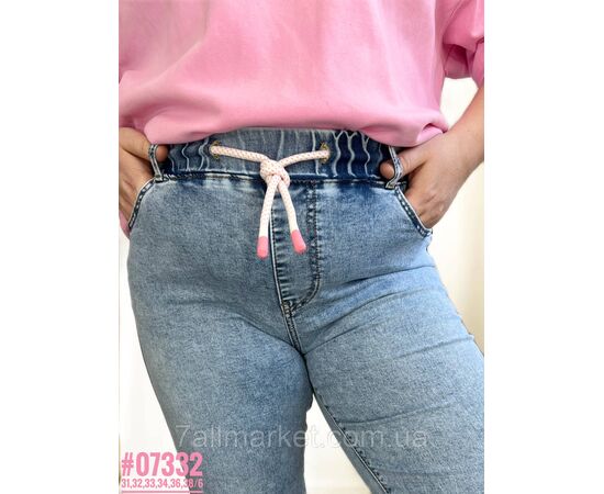 Жіночі джинси з поясом на гумці розмірний ряд 31,32,33,34,36,38 "PARTNERS" недорого від прямого постачальника, зображення 2