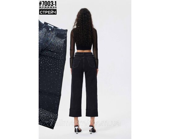 Жіночі джинси стрейчеві 7/8 зі стразами розмірний ряд 26,27,28,29,30,31 "PARTNERS", зображення 3